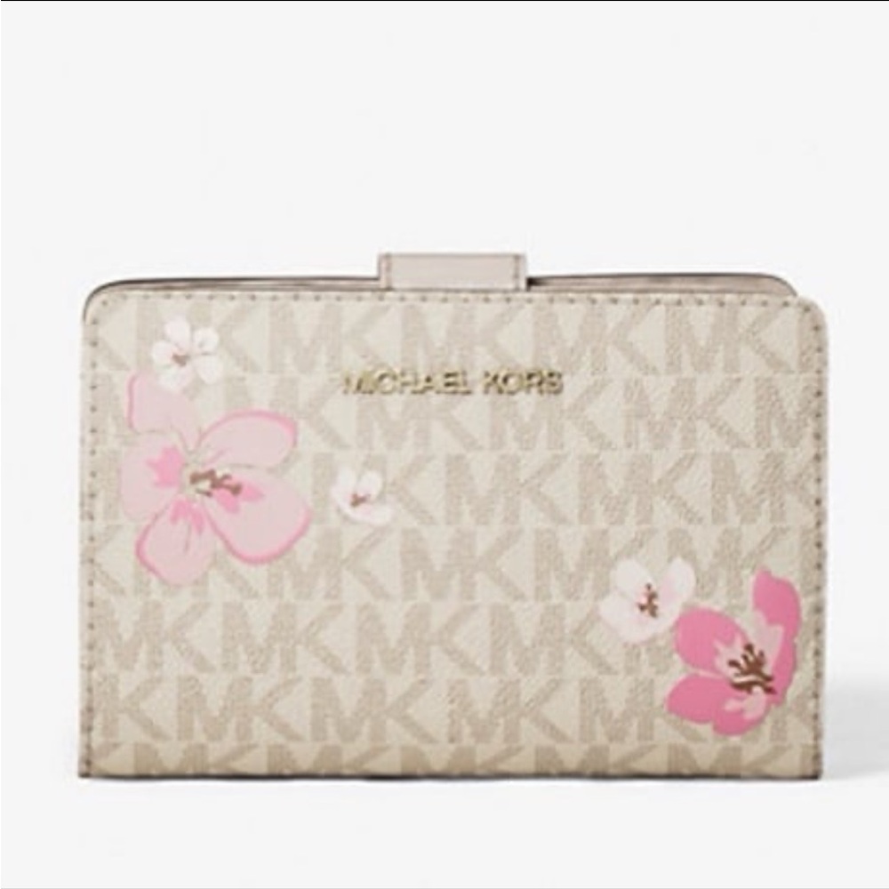 Michael Kors White and Pink Wallet with Butterfly Accents - Picture 14 of 16